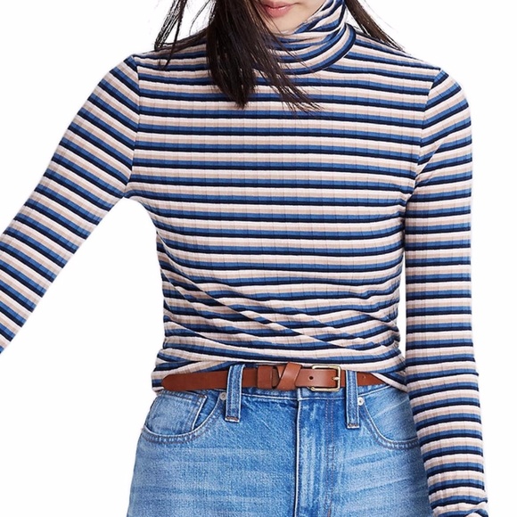 Madewell Tops - New Madewell Stripe Turtleneck Top Long Sleeve M